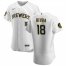 Milwaukee Brewers #18 Keston Hiura Mens Nike White Home 2020 Authentic Player MLB Jersey