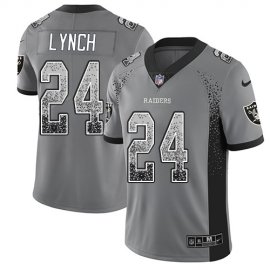 Nike Las Vegas Raiders #24 Marshawn Lynch Gray Mens Stitched NFL Limited Rush Drift Fashion Jersey