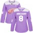Adidas Detroit Red Wings #8 Justin Abdelkader Purple Authentic Fights Cancer Womens Stitched NHL Jersey