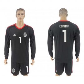 Mexico #1 CORONA Black Goalkeeper 2018 FIFA World Cup Long Sleeve Soccer Jersey
