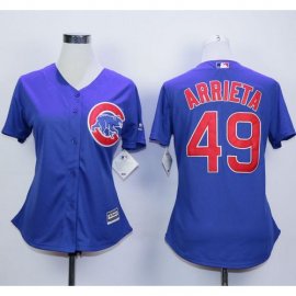 Chicago Cubs #49 Jake Arrieta Blue Alternate Womens Stitched MLB Jersey