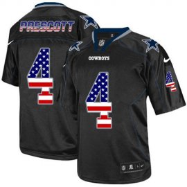 Nike Dallas Cowboys #4 Dak Prescott Black Mens Stitched NFL Elite USA Flag Fashion Jersey