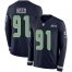 Nike Seattle Seahawks #91 Jarran Reed Steel Blue Team Color Mens Stitched NFL Limited Therma Long Sleeve Jersey