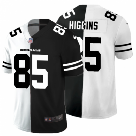 Cincinnati Cincinnati Bengals #85 Tee Higgins Mens Black V White Peace Split Nike Vapor Untouchable Limited NFL Jersey