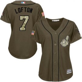 Cleveland Indians #7 Kenny Lofton Green Salute to Service Womens Stitched MLB Jersey