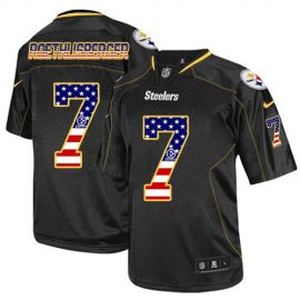 Nike Pittsburgh Steelers #7 Ben Roethlisberger Black Mens Stitched NFL Elite USA Flag Fashion Jersey