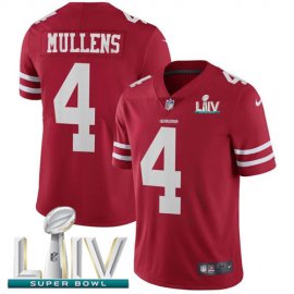 Nike San Francisco 49ers #4 Nick Mullens Red Super Bowl LIV 2020 Team Color Mens Stitched NFL Vapor Untouchable Limited Jersey