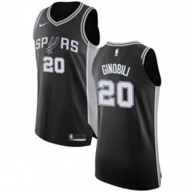 Mens Nike San Antonio Spurs #20 Manu Ginobili Black NBA Authentic Icon Edition Jersey