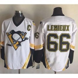Pittsburgh Penguins #66 Mario Lemieux White CCM Throwback Stitched NHL Jersey