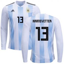 Argentina #13 Kranevitter Home Long Sleeves Soccer Country Jersey