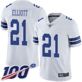 Nike Dallas Cowboys #21 Ezekiel Elliott White Mens Stitched NFL 100th Season Vapor Limited Jersey