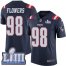 Nike New England Patriots #98 Trey Flowers Navy Blue Super Bowl LIII Bound Mens Stitched NFL Limited Rush Jersey