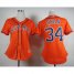 Houston Astros #34 Nolan Ryan Orange Alternate Womens Stitched MLB Jersey