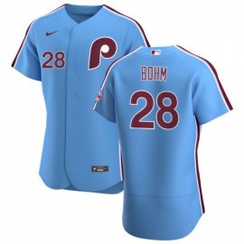 Philadelphia Phillies #28 Alec Bohm Mens Nike Light Blue Alternate 2020 Authentic Player MLB Jersey