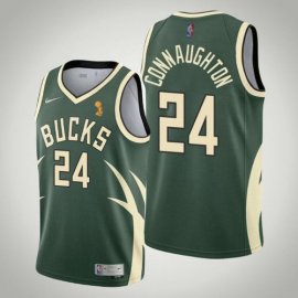 Nike Milwaukee Bucks #24 Pat Connaughton 2021 NBA Finals Champions Swingman Earned Edition Jersey Green Mens