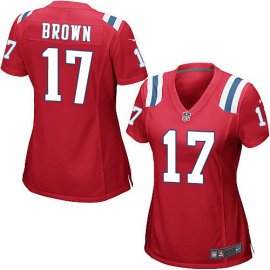 Nike New England Patriots #17 Antonio Brown Red Alternate Womens Stitched NFL Elite Jersey