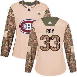 Adidas Montreal Canadiens #33 Patrick Roy Camo Authentic 2017 Veterans Day Womens Stitched NHL Jersey