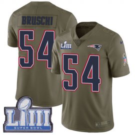 Nike New England Patriots #54 Tedy Bruschi Olive Super Bowl LIII Bound Mens Stitched NFL Limited 2017 Salute To Service Jersey