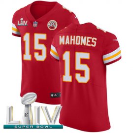 Nike Kansas City Chiefs #15 Patrick Mahomes Red Super Bowl LIV 2020 Team Color Mens Stitched NFL Vapor Untouchable Elite Jersey