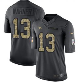 Nike Arizona Cardinals #13 Kurt Warner Black Mens Stitched NFL Limited 2016 Salute to Service Jersey