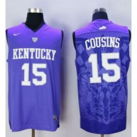 Kentucky Wildcats #15 DeMarcus Cousins Blue Basketball Stitched NCAA Jersey