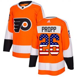 Adidas Philadelphia Flyers #26 Brian Propp Orange Home Authentic USA Flag Stitched NHL Jersey