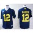 Michigan Wolverines 12 Devin Gardner Blue Big Ten Patch College Football NCAA Jerseys