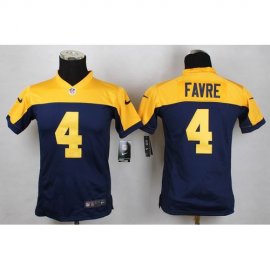 Nike Green Bay Packers #4 Brett Favre Navy Blue Alternate Youth Stitched NFL New Elite Jersey