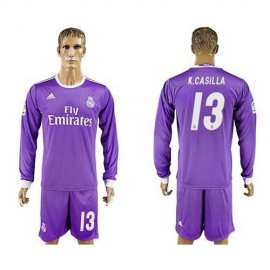 Real Madrid #13 K.Casilla Away Long Sleeves Soccer Club Jersey