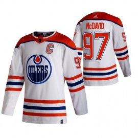 Edmonton Oilers #97 Connor McDavid White Mens Adidas 2020-21 Reverse Retro Alternate NHL Jersey