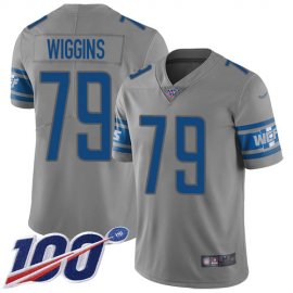 Nike Detroit Lions #79 Kenny Wiggins Gray Mens Stitched NFL Limited Inverted Legend 100th Season Jersey