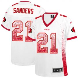 Nike San Francisco 49ers #21 Deion Sanders White Womens Stitched NFL Elite Drift Fashion Jersey
