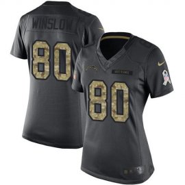 Nike Los Angeles Chargers #80 Kellen Winslow Black Womens Stitched NFL Limited 2016 Salute to Service Jersey