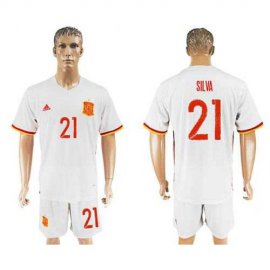 Spain #21 Silva Away Soccer Country Jersey
