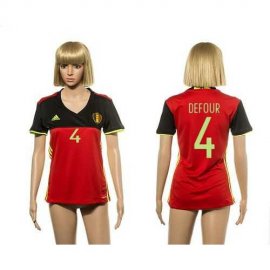 Womens Belgium #4 Defour Red Home Soccer Country Jersey