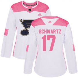 Adidas St. Louis Blues #17 Jaden Schwartz White/Pink Authentic Fashion Womens Stitched NHL Jersey