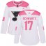 Adidas St. Louis Blues #17 Jaden Schwartz White/Pink Authentic Fashion Womens Stitched NHL Jersey