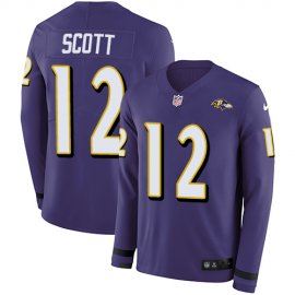 Nike Baltimore Ravens #12 Jaleel Scott Purple Team Color Mens Stitched NFL Limited Therma Long Sleeve Jersey