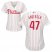 Philadelphia Phillies #47 Larry Andersen White(Red Strip) Home Womens Stitched MLB Jersey