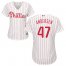 Philadelphia Phillies #47 Larry Andersen White(Red Strip) Home Womens Stitched MLB Jersey