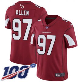 Nike Arizona Cardinals #97 Zach Allen Red Team Color Mens Stitched NFL 100th Season Vapor Limited Jersey