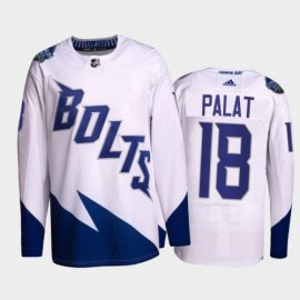 Adidas Tampa Bay Lightning #18 Ondrej Palat Mens 2022 Stadium Series Authentic NHL Jersey – White Mens