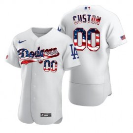 Los Angeles Dodgers Custom Mens Nike White Fluttering USA Flag Limited Edition Authentic MLB Jersey