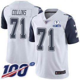 Nike Dallas Cowboys #71 Lael Collins White Mens Stitched With Established In 1960 Patch NFL Limited Rush 100th Season Jersey