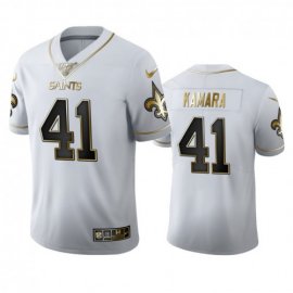 New Orleans New Orleans Saints #41 Alvin Kamara Mens Nike White Golden Edition Vapor Limited NFL 100 Jersey
