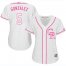 Colorado Rockies #5 Carlos Gonzalez White/Pink Fashion Womens Stitched MLB Jersey
