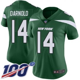 Nike New York Jets #14 Sam Darnold Green Team Color Womens Stitched NFL 100th Season Vapor Limited Jersey