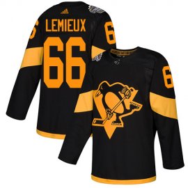 Adidas Pittsburgh Penguins #66 Mario Lemieux Black Authentic 2019 Stadium Series Womens Stitched NHL Jersey
