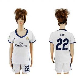 Womens Real Madrid #22 Isco Home Soccer Club Jersey