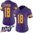 Nike Minnesota Vikings #18 Justin Jefferson Purple Womens Stitched NFL Limited Rush 100th Season Jersey